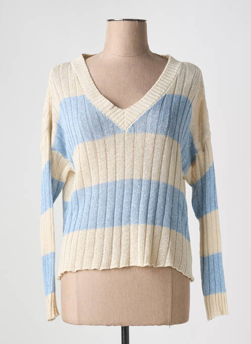 Pull coupe cintrée manches longues bleu KESY femme