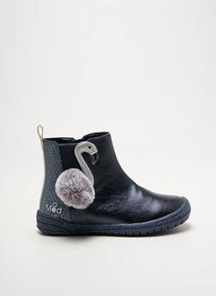 Bottines/boots matière lisse bout rond bleu MOD8 fille