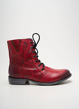 Bottines/boots matière lisse talon plat jusqu'à 3cm rouge ORLAND femme