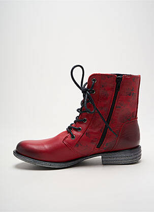 Bottines/boots matière lisse talon plat jusqu'à 3cm rouge ORLAND femme