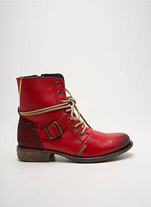 Bottines/boots matière lisse talon plat jusqu'à 3cm rouge ORLAND femme