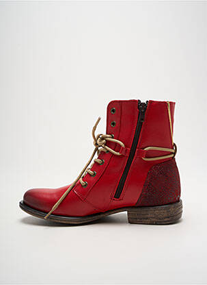 Bottines/boots matière lisse talon plat jusqu'à 3cm rouge ORLAND femme