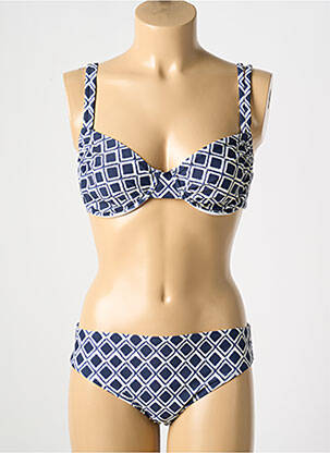 Maillot de bain 2 pièces stretch haut soutien-gorge balconnet bleu PASTUNETTE femme