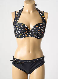 Maillot de bain 2 pièces stretch haut soutien-gorge moulé noir PASTUNETTE femme
