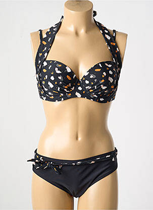 Maillot de bain 2 pièces stretch haut soutien-gorge moulé noir PASTUNETTE femme
