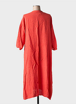 Robe longue tissage crêpe manches 3/4 orange MANUELLE GUIBAL femme