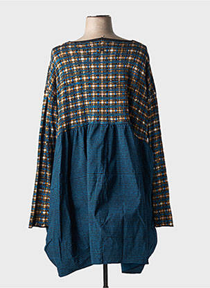 Robe mi-longue imprimé fantaisie manches longues bleu BLACK LABEL femme