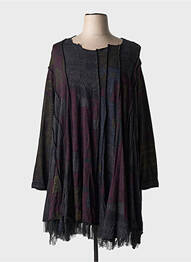 Robe mi-longue imprimé fantaisie manches longues noir BLACK LABEL femme