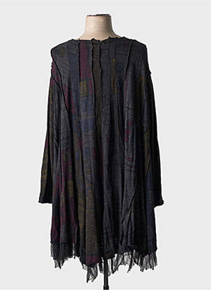 Robe mi-longue imprimé fantaisie manches longues noir BLACK LABEL femme