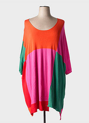 Pull tunique manches 3/4 manches 3/4 orange RUNDHOLZ femme