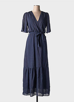 Robe longue manches courtes manches courtes bleu GRACE & MILA femme