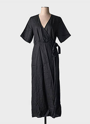 Robe longue manches courtes manches courtes noir SELECTED femme