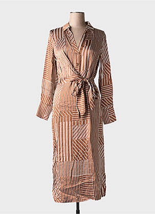 Robe longue manches longues manches longues marron GRACE & MILA femme