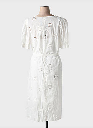 Robe mi-longue manches courtes manches courtes blanc ICHI femme