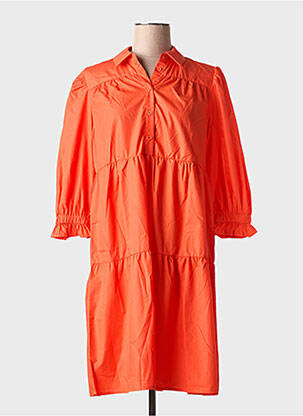 Robe mi-longue manches 3/4 manches 3/4 orange B.YOUNG femme