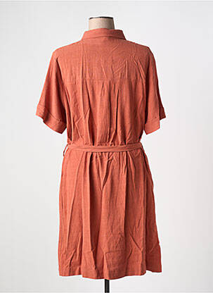 Robe mi-longue tissage crêpe manches courtes orange GRACE & MILA femme