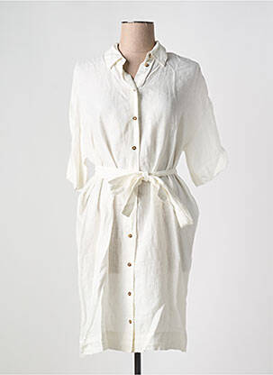 Robe mi-longue manches 3/4 manches 3/4 beige SELECTED femme