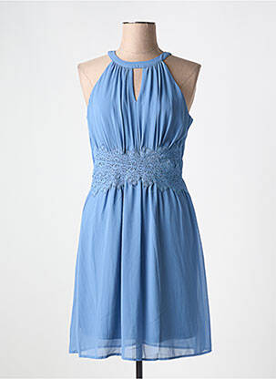 Robe mi-longue tissage crêpe sans manche bleu VILA femme