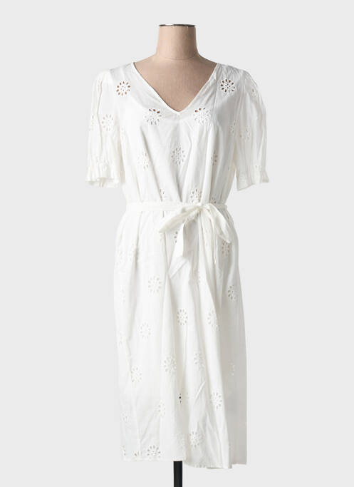 Robe mi-longue blanc ICHI pour femme