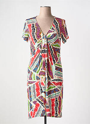 Robe mi-longue manches courtes manches courtes rouge MALOKA femme
