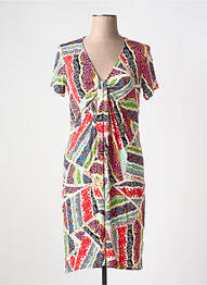 Robe mi-longue manches courtes manches courtes rouge MALOKA femme