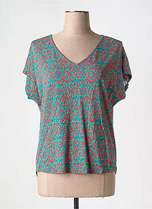 T-shirt col v manches courtes vert LINGAM femme