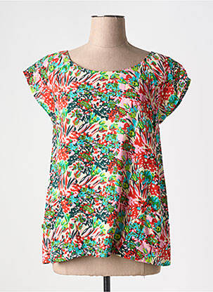 Blouse imprimé fleurs manches courtes rouge BLA-BLA femme