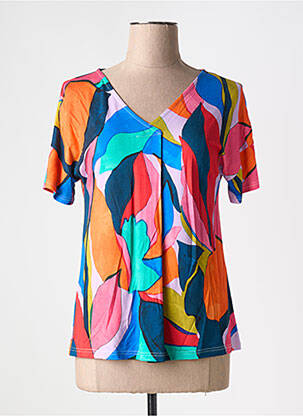 T-shirt col v manches courtes rouge TELMAIL femme