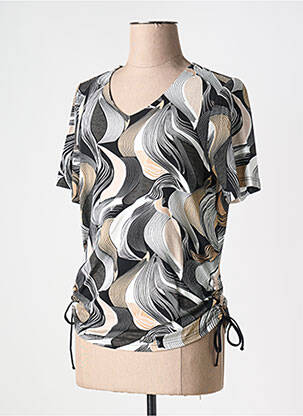 T-shirt col v manches courtes noir BRANDTEX femme
