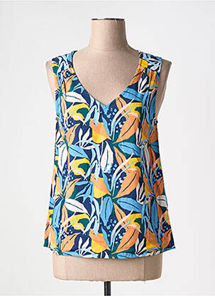 Top imprimé fantaisie sans manche bleu TRANQUILLO femme