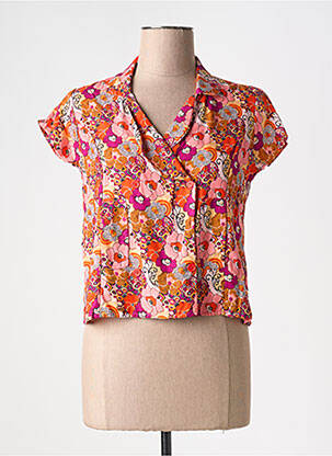 Chemisier imprimé fleurs manches courtes orange BLA-BLA femme
