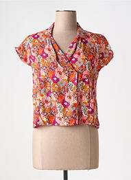 Chemisier imprimé fleurs manches courtes orange BLA-BLA femme