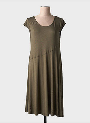 Robe mi-longue manches courtes manches courtes vert MALOKA femme