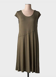 Robe mi-longue manches courtes manches courtes vert MALOKA femme