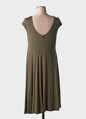 Robe mi-longue manches courtes manches courtes vert MALOKA femme