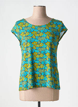 T-shirt stretch manches courtes bleu LINGAM femme