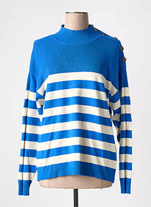 Pull stretch manches longues bleu ICHI femme