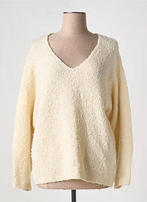 Pull col v manches longues beige ICHI femme