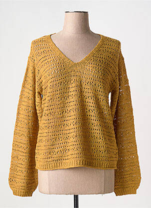 Pull maille ajourée manches longues jaune VILA femme