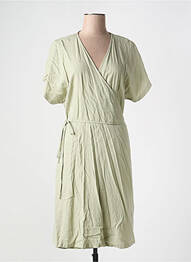 Robe mi-longue tissage crêpe manches courtes vert B.YOUNG femme