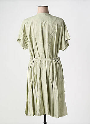 Robe mi-longue tissage crêpe manches courtes vert B.YOUNG femme