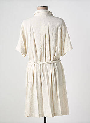 Robe mi-longue coupe fluide manches courtes beige GRACE & MILA femme