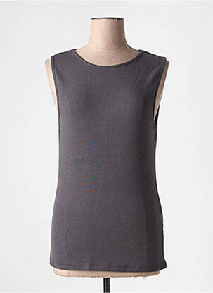 Débardeur tissage côtelé sans manche gris GRACE & MILA femme