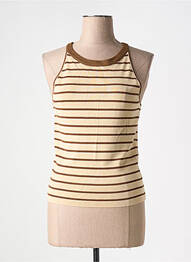Pull coupe cintrée sans manche beige ARTLOVE femme