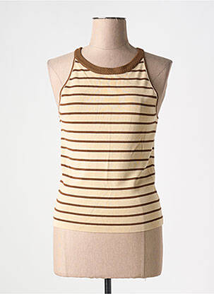 Pull coupe cintrée sans manche beige ARTLOVE femme