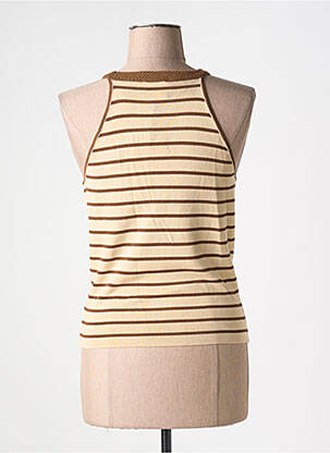 Pull coupe cintrée sans manche beige ARTLOVE femme