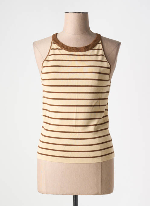 Pull coupe cintrée sans manche beige ARTLOVE femme