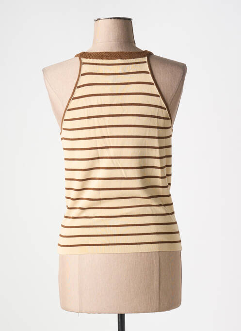 Pull coupe cintrée sans manche beige ARTLOVE femme