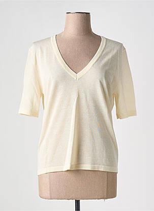 Pull coupe cintrée manches courtes beige GRACE & MILA femme