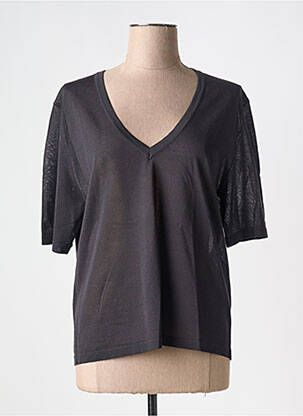 Pull coupe cintrée manches courtes gris GRACE & MILA femme